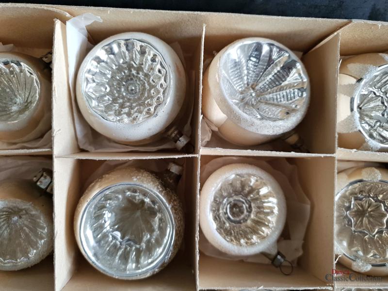 RESERVIERT! 12er Kiste Christbaumkugeln  silber ~ alter Christbaumschmuck ~ Vintage Weihnacht ~ hs2150