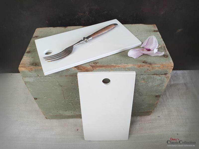 2 alte Schneidebrettchen SET 1 - ~ Keramik weiß ~ Frühstücksbrett ~ Zwiebel Brett Porzellan ~ Vintage Landhaus Küche ~ hz6417s1
