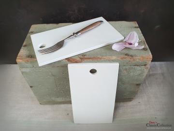 2 alte Schneidebrettchen SET 1 - ~ Keramik weiß ~ Frühstücksbrett ~ Zwiebel Brett Porzellan ~ Vintage Landhaus Küche ~ hz6417s1