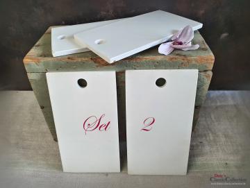 2 alte Schneidebrettchen SET 2 ~ Keramik weiß ~ Frühstücksbrett ~ Zwiebel Brett Porzellan ~ Vintage Landhaus Küche ~ hz6417s2