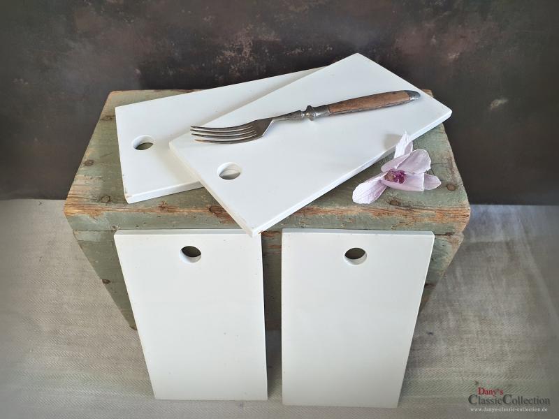 2 alte Schneidebrettchen SET 2 ~ Keramik weiß ~ Frühstücksbrett ~ Zwiebel Brett Porzellan ~ Vintage Landhaus Küche ~ hz6417s2