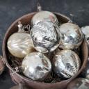 12 Christbaumkugeln Ø 5 cm ~ Weihnachtskugeln silber mit Bemalung ~ Vintage Weihnachtsbaum ~ Shabby Chic ~ nostalgische Weihnachten ~ hs2159