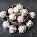 12 Christbaumkugeln Ø 5 cm ~ Weihnachtskugeln silber mit Bemalung ~ Vintage Weihnachtsbaum ~ Shabby Chic ~ nostalgische Weihnachten ~ hs2159