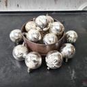 12 Christbaumkugeln Ø 5 cm ~ Weihnachtskugeln silber mit Bemalung ~ Vintage Weihnachtsbaum ~ Shabby Chic ~ nostalgische Weihnachten ~ hs2159