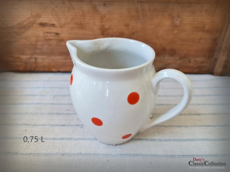 5 Polka Dot Krüge ~ Kännchen 0,25 - 1,5 L ~ Keramik ~ Porzellan ~ Vintage ~ Landhausküche ~ pk22tdpdk