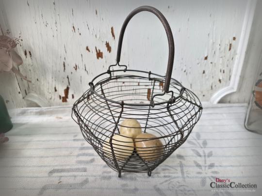 Vintage Draht Eierkorb ~ Frankreich ~ Fil de Fer ~ Metall Salatschleuder ~ Landhausküche ~ rustikal ~ Bauernhaus ~ Obstkorb ~ Aufbewahrung ~ hgeaek1