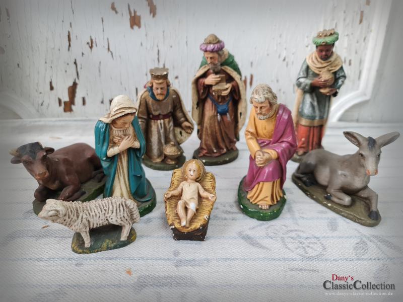 VERKAUFT ! Krippenfiguren SET ~ Jesus Maria Josef Heilige 3 Könige Esel Kuh Schaf ~ wd22kfs