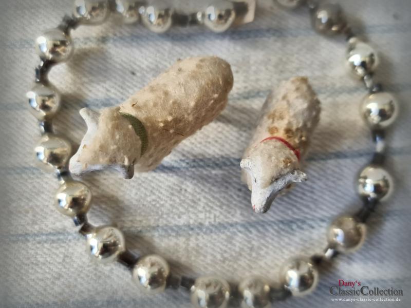 Krippenschaf Duo ~ Antike Erzgebirge Krippenfigur ~ Schaf ~ Masseschaf ~ Wollschaf ~ Putz ~ Sammlerstück ~ Shabby Chic
