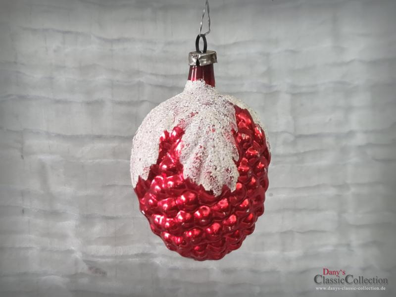Traube Christbaumschmuck ~ Beere rot verspiegelt weiße Blätter ~ Baumbehang ~ Weihnachtsbaum ~ Frohe Weihnachten ~ Sammlerstück