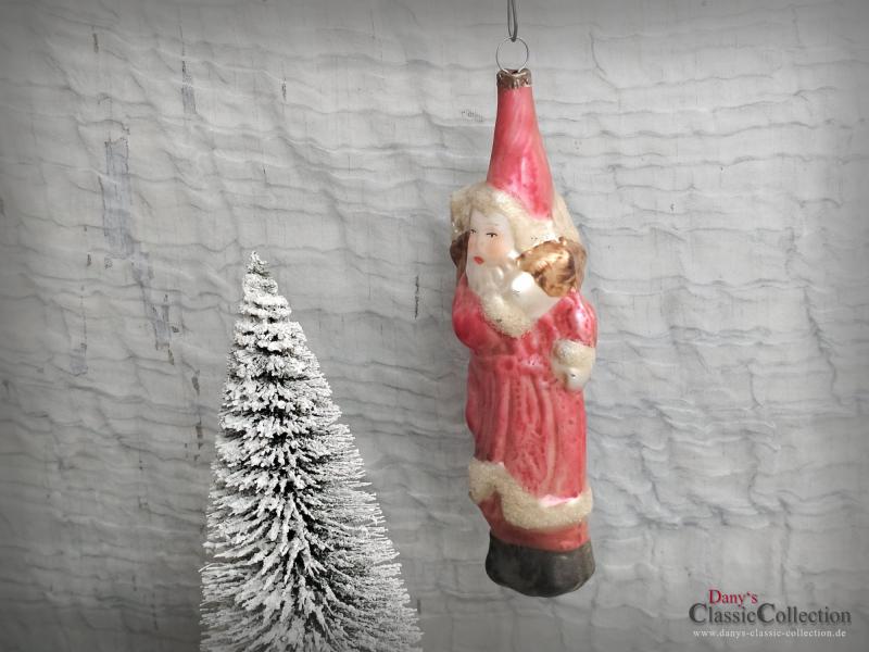 VERKAUFT ! 15 cm großer Nikolaus mit Sack ~ Santa Claus ~ Weihnachtsmann ~ Venezianischen Tau ~ Glasornament ~ Frohe Weihnachten