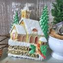 Altes Fensterbild aus geprägter Pappe Schriftzug A Merry Christmas Kirche