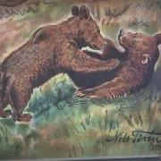 Alte Schulwandkarte Bär Grizzly Schweden Rollkarte Schulkarte Wandkarte Lehrkarte Wanddeko