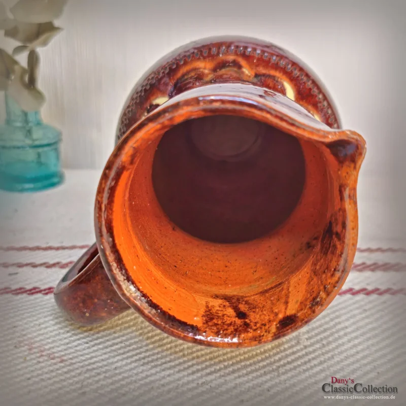 Tonkrug handbemalt und lasierMilchkanne Henkelkrug Wasserkrug Vase Vintage Küche Landhaus Cottagecore