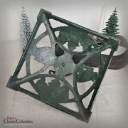 Christbaumständer eckig Tannen Engel Weihnachtsbaumständer Gusseisen grün gold lackiert Vintage Weihnachten Kerzenständer