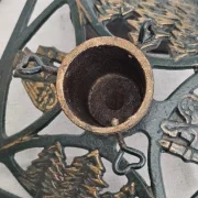 Christbaumständer eckig Tannen Engel Weihnachtsbaumständer Gusseisen grün gold lackiert Vintage Weihnachten Kerzenständer