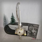 Baumspitze 25 cm matt silber 2 Glocken Goldsterne Christbaumspitze Weihnachtsbaum Bauernsilber Nostalgie Weihnacht