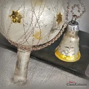 Baumspitze 25 cm matt silber 2 Glocken Goldsterne Christbaumspitze Weihnachtsbaum Bauernsilber Nostalgie Weihnacht