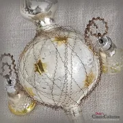 Baumspitze 25 cm matt silber 2 Glocken Goldsterne Christbaumspitze Weihnachtsbaum Bauernsilber Nostalgie Weihnacht
