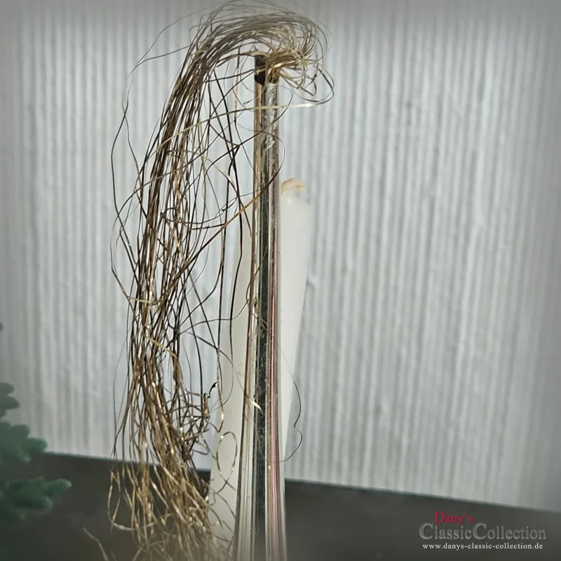 Baumspitze 25 cm matt silber 2 Glocken Goldsterne Christbaumspitze Weihnachtsbaum Bauernsilber Nostalgie Weihnacht