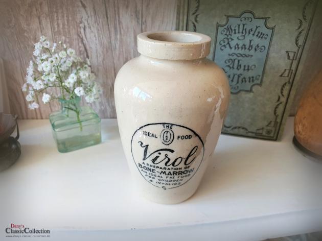 Virol Vorratsgefäss ~ Antikes Steingut ~ England ~ Viktorianisch ~ Vase ~ Brocante ~ Küchendeko ~ Aufbewahrung ~ hw2933
