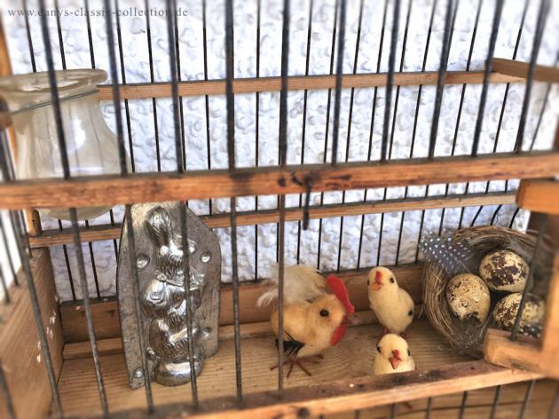 Altes Set 2 Küken 1 Hahn Wattefiguren