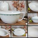 Große weiße Art Déco Deckelterrine mit grünem Randdekor ~ Vintage Homedecor ~ Schüssel ~ Terrine ~ Soupière ~ hs1574