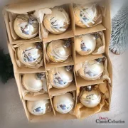 12er Box Christbaumkugeln silber antik Weihnachtskugeln Baumschmuck Nostalgie am Weihnachtsbaum Frohe Weihnachten Baumbehang
