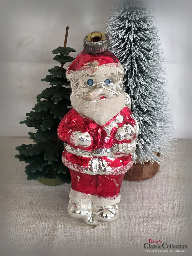 Stattlicher 15 cm großer alter Weihnachtsmann Glas Christbaumschmuck Nostalgische Weihnachten