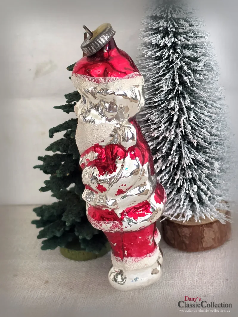 Stattlicher 15 cm großer alter Weihnachtsmann Glas Christbaumschmuck Nostalgische Weihnachten