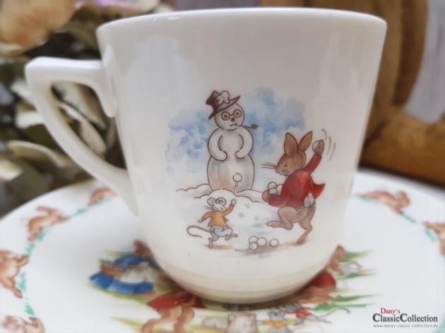 Royal Doulton Bunnykins ~ Fine Bone China Kinder Tasse mit Unterteller ~  Hasenmotiv