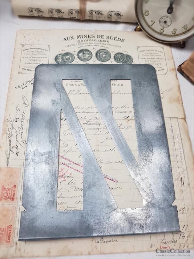 N - O ~ alte Zink Buchstaben Zink Schablonen ~ Zink Monogramme ~ Vintage shabby decoration