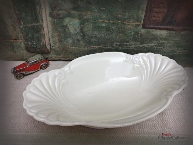 Schale oval Obstschale Anbietschale Porzellanschale creme 1930s Zeh & Scherer Keramik