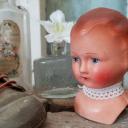 Antiker Puppenkopf ~ Pappmaché Kopf ~ antikes Sammlerstück ~ Puppen Ersatzteil ~ Brocante Dekoration