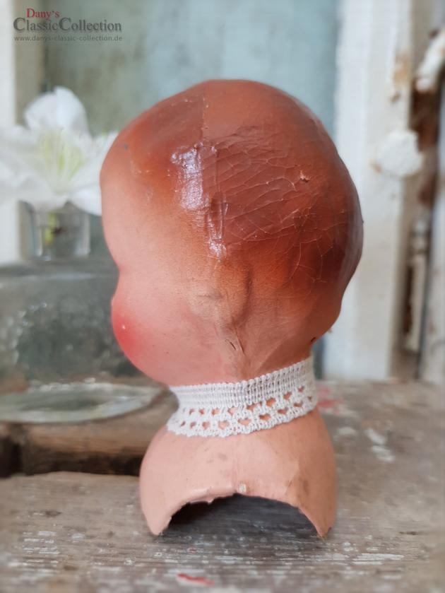 Antiker Puppenkopf ~ Pappmaché Kopf ~ antikes Sammlerstück ~ Puppen Ersatzteil ~ Brocante Dekoration