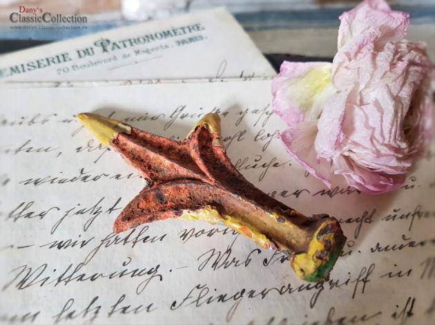 Zaunspitze shabby gelb 8,5-9 cm ~ alter rostiger Zaunaufsatz ~ Shabby Dekoration ~ Brocante ~ Gartendeko
