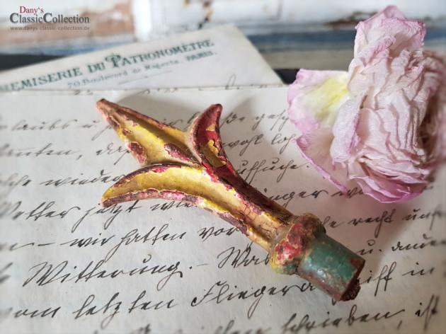 Zaunspitze shabby gelb 8,5-9 cm ~ alter rostiger Zaunaufsatz ~ Shabby Dekoration ~ Brocante ~ Gartendeko