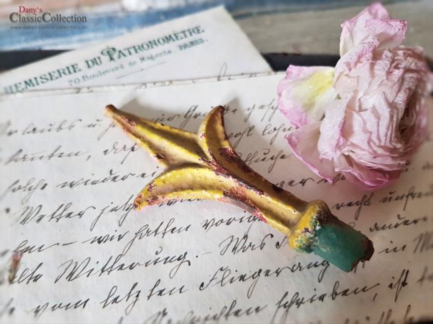 Zaunspitze shabby gelb 8,5-9 cm ~ alter rostiger Zaunaufsatz ~ Shabby Dekoration ~ Brocante ~ Gartendeko