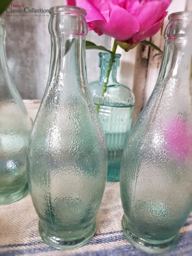 Schöne alte Limonadenflaschen ~ aquamaringrünes Pressglas ~ angerauht ~ antike Glasflaschen