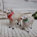 PAAR uralter Krippenschafe ~ Erzgebirge Krippenfigur ~ Schaf ~ Masseschaf ~ Wollschaft ~ Putz ~ Sammlerstücke ~ Shabby Deko