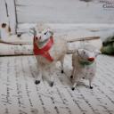 PAAR uralter Krippenschafe ~ Erzgebirge Krippenfigur ~ Schaf ~ Masseschaf ~ Wollschaft ~ Putz ~ Sammlerstücke ~ Shabby Deko