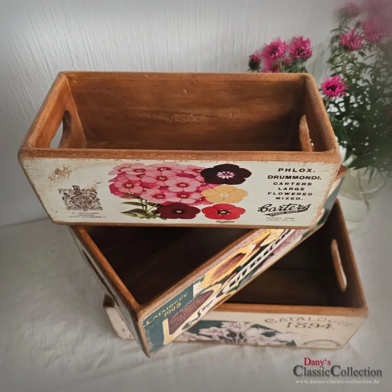 Holzkisten alt Motive Vintage Style Aufbewahrung Vintage Landhaus Deko Bauernhaus Cottagecore