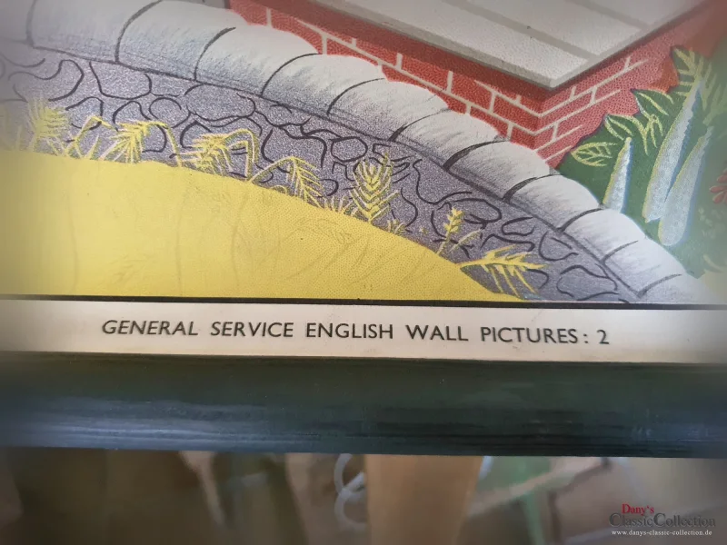 Alte englische Schulwandkarte Bauernhof Bauer Rollkarte Schulkarte Wandkarte Lehrkarte Midcentury Wanddeko