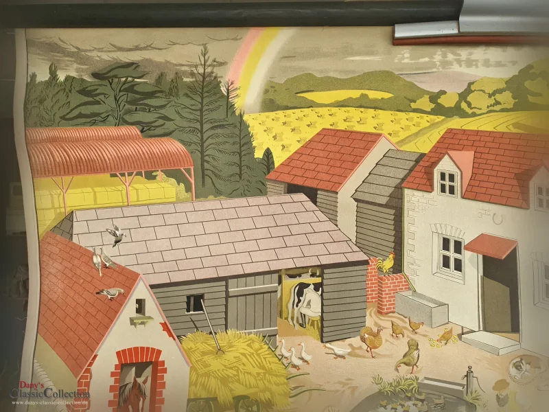 Alte englische Schulwandkarte Bauernhof Bauer Rollkarte Schulkarte Wandkarte Lehrkarte Midcentury Wanddeko