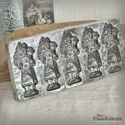 RAR ! Schokoladenform 4 Weihnachtsmänner mit Weihnachtsbaum Rute Spielzeug Santa Claus St. Nikolaus Weihnachtsdeko Sammlerstück