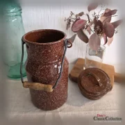 Brauner "Granit"-Emaille Pot Vintage Kanne Henkelmann mit Deckel Vintage Kanne Krug