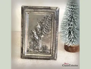 Schokoladentafel Weihnachtsmann mit Geschenken und Baum Anton Reiche 6695 Made in Germany Vintage Schokoladenform Alte Flachform