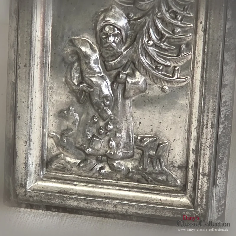 Schokoladentafel Weihnachtsmann mit Geschenken und Baum Anton Reiche 6695 Made in Germany Vintage Schokoladenform Alte Flachform