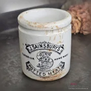 Sainsburys Potted Meats ORIGINAL antike Keramik Aufbewahrung Pottery Steingut Werbung England Küche Dekoration