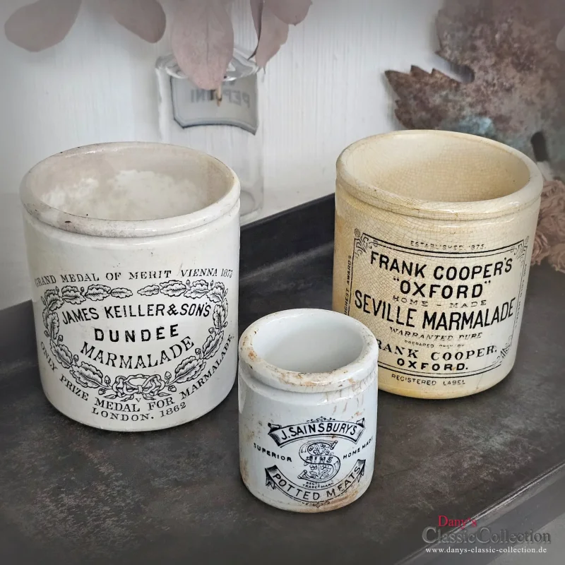 Sainsburys Potted Meats ORIGINAL antike Keramik Aufbewahrung Pottery Steingut Werbung England Küche Dekoration