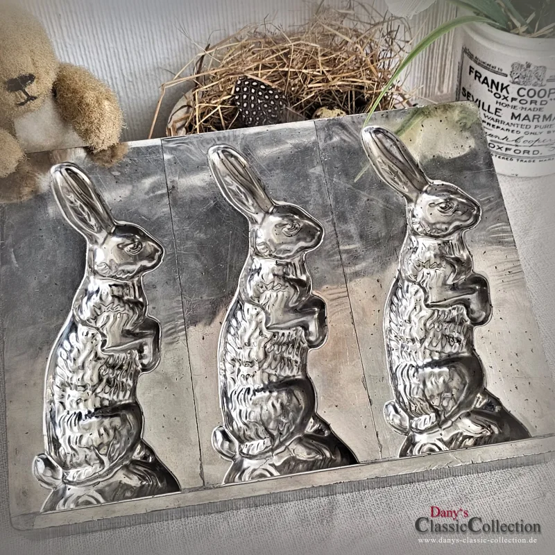 Schwere Schokoladenform 3 große Hasen Sammlerstück Osterdeko Gießform Osterhasen